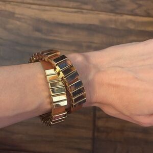 Michael Kors Gold and Tan Bracelet Duo